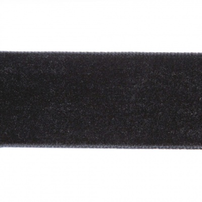 Лента бархатная нейлон, шир.25 мм, (упак. 45,7м), цв.03-черный - купить в Иваново. Цена: 800.84 руб.
