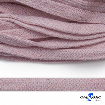Шнур плетеный d-8 мм плоский, 70% хлопок 30% полиэстер, уп.85+/-1 м, цв.1019-св.розовый - купить в Иваново. Цена: 735 руб.