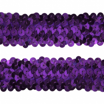 Тесьма с пайетками 12, шир. 30 мм/уп. 25+/-1 м, цвет фиолет - купить в Иваново. Цена: 1 098.48 руб.