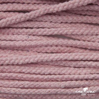 Шнур плетеный d-6 мм круглый, 70% хлопок 30% полиэстер, уп.90+/-1 м, цв.1087-розовый - купить в Иваново. Цена: 588 руб.