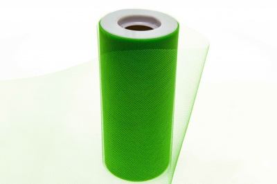 Фатин в шпульках 16-146, 10 гр/м2, шир. 15 см (в нам. 25+/-1 м), цвет зелёный - купить в Иваново. Цена: 100.69 руб.