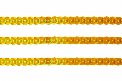 Пайетки "ОмТекс" на нитях, CREAM, 6 мм С / упак.73+/-1м, цв. 92 - золото - купить в Иваново. Цена: 484.77 руб.