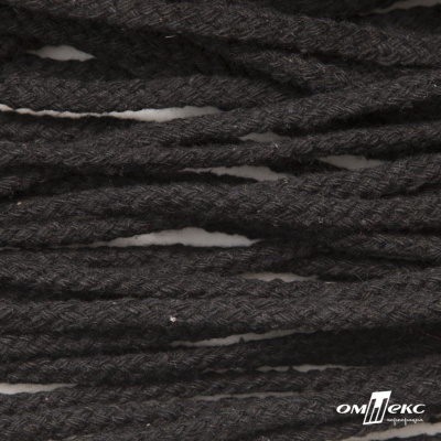 Шнур плетеный d-6 мм круглый, 70% хлопок 30% полиэстер, уп.90+/-1 м, цв.1078-черный - купить в Иваново. Цена: 588 руб.