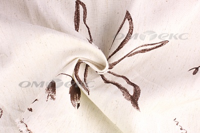 Портьерная ткань лен-печать "Розабель", С1 (молоко+венге), 280 см - купить в Иваново. Цена 707.11 руб.
