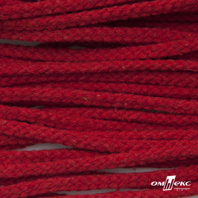 Шнур плетеный d-6 мм, круглый 70% хлопок 30% полиэстер, уп.90+/-1 м, цв.1064-красный - купить в Иваново. Цена: 594 руб.