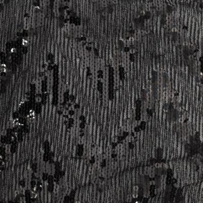 Трикотажное полотно с пайетками, шир.130 см, #311-бахрома чёрная - купить в Иваново. Цена 1 183.35 руб.