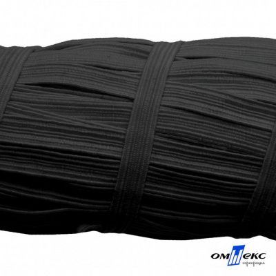 Резиновые нити с текстильным покрытием, шир. 6 мм (55 м/уп), цв.-черный - купить в Иваново. Цена: 210.75 руб.