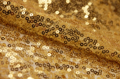 Сетка с пайетками №6, 188 гр/м2, шир.130см, цвет золото - купить в Иваново. Цена 371.02 руб.
