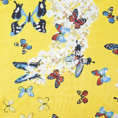 Плательная ткань "Софи" 7.2, 75 гр/м2, шир.150 см, принт бабочки - купить в Иваново. Цена 241.49 руб.