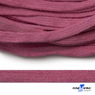 Шнур плетеный d-8 мм плоский, 70% хлопок 30% полиэстер, уп.85+/-1 м, цв.1029-розовый - купить в Иваново. Цена: 735 руб.
