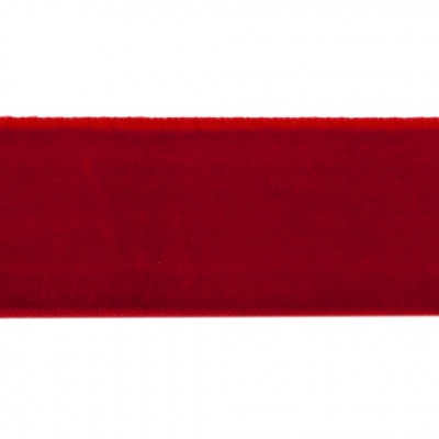 Лента бархатная нейлон, шир.25 мм, (упак. 45,7м), цв.45-красный - купить в Иваново. Цена: 991.10 руб.
