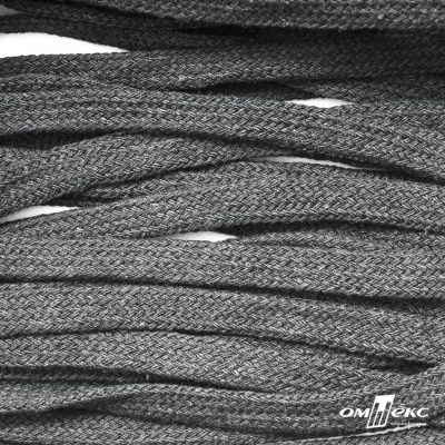 Шнур плетеный d-8 мм плоский, 70% хлопок 30% полиэстер, уп.85+/-1 м, цв.1027-серый - купить в Иваново. Цена: 735 руб.