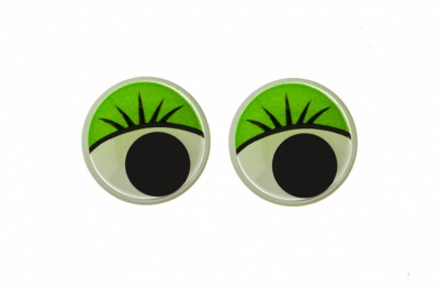 Глазки для игрушек, круглые, с бегающими зрачками, 15 мм/упак.50+/-2 шт, цв. -зеленый - купить в Иваново. Цена: 113.01 руб.