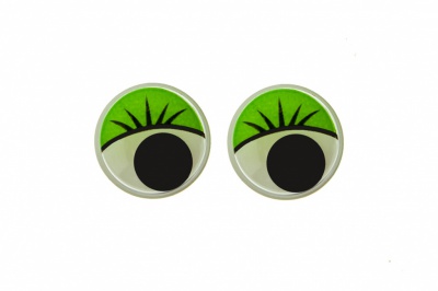 Глазки для игрушек, круглые, с бегающими зрачками, 12 мм/упак.50+/-2 шт, цв. -зеленый - купить в Иваново. Цена: 96.01 руб.
