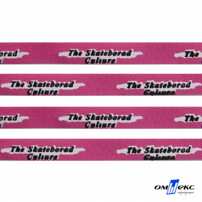 Тесьма отделочная (киперная) 10 мм, 100% хлопок,"THE SKATEBOARD CULIURE"(45 м) цв.121-26 -яр.розовый - купить в Иваново. Цена: 850.62 руб.