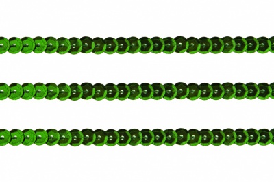 Пайетки "ОмТекс" на нитях, SILVER-BASE, 6 мм С / упак.73+/-1м, цв. 4 - зеленый - купить в Иваново. Цена: 484.77 руб.