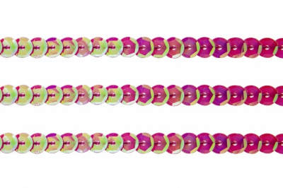 Пайетки "ОмТекс" на нитях, CREAM, 6 мм С / упак.73+/-1м, цв. 89 - розовый - купить в Иваново. Цена: 468.37 руб.