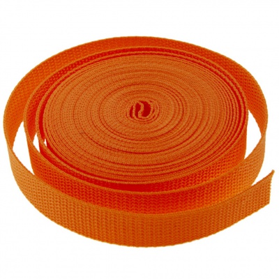 Стропа текстильная, шир. 25 мм (в нам. 50+/-1 ярд), цвет оранжевый - купить в Иваново. Цена: 409.94 руб.