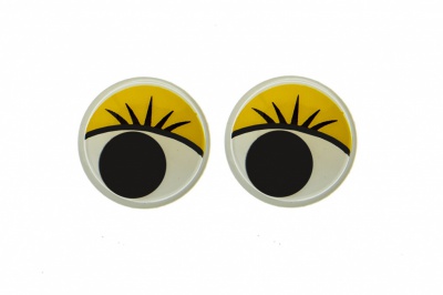 Глазки для игрушек, круглые, с бегающими зрачками, 15 мм/упак.50+/-2 шт, цв. -желтый - купить в Иваново. Цена: 113.01 руб.