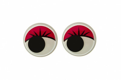 Глазки для игрушек, круглые, с бегающими зрачками, 12 мм/упак.50+/-2 шт, цв. -красный - купить в Иваново. Цена: 95.04 руб.
