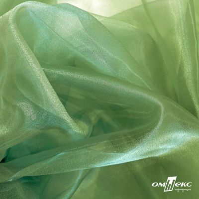 Ткань органза, 100% полиэстр, 28г/м2, шир. 150 см, цв. #27 зеленый - купить в Иваново. Цена 86.24 руб.